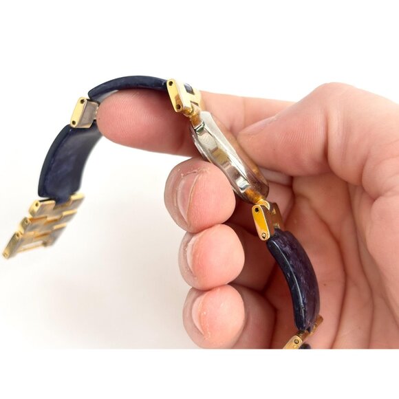 Vienna Blue & Gold T Mother of Pearl Dial Vintage Wristwatch - 24mm - WORKS! - Picture 9 of 10